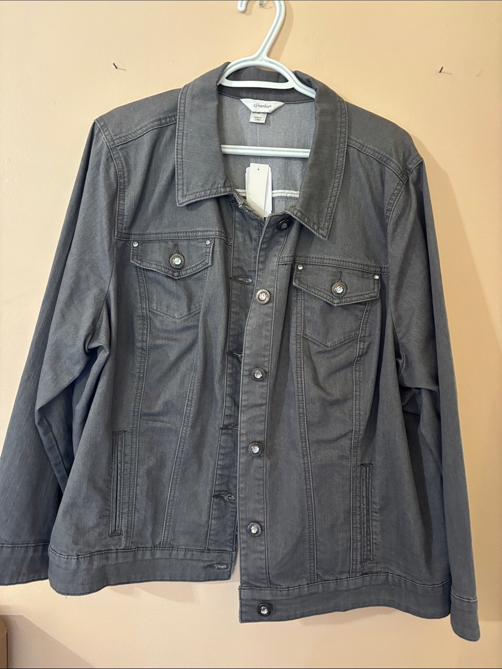 Christopher & Banks Gray Denim-Style Button Jacket